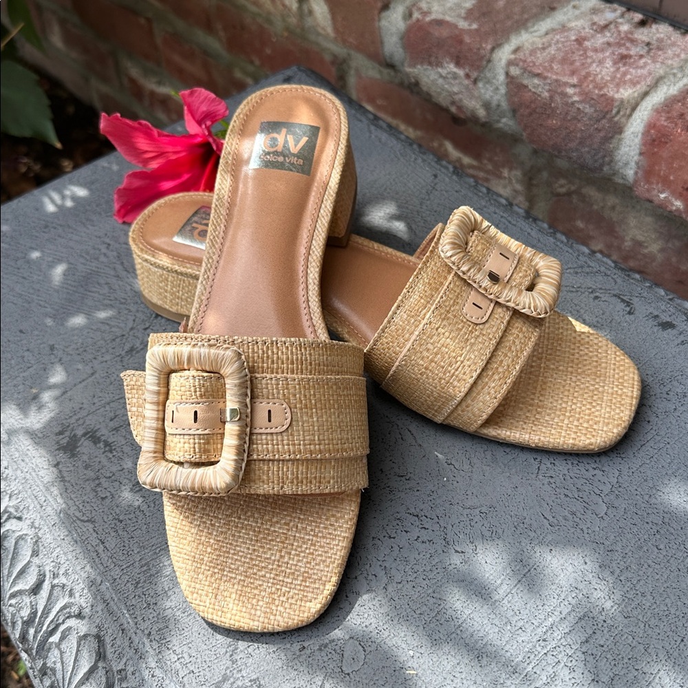 DV Raffia Slide Sandals with Buckle NWOT